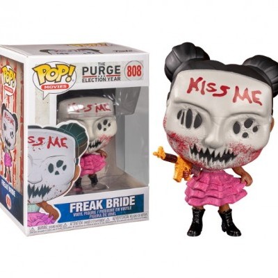 Funko Pop! Freak Bride da The Purge com máscara KISS ME e vestido rosa