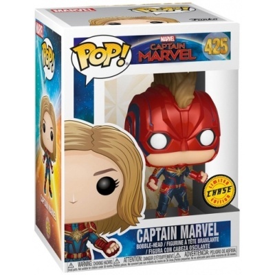 Figura Funko Pop Captain Marvel na caixa com selo Limited Chase Edition