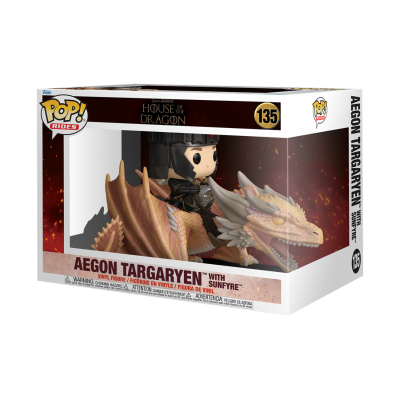 Figura Funko Pop! Aegon Targaryen com dragão Sunfyre na embalagem