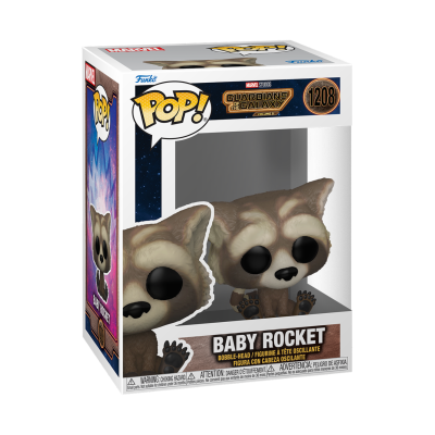 Funko Pop! Baby Rocket de vinil em caixa com janela transparente