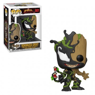 Figura Funko Pop! Groot Venomizado número 601 com embalagem ao fundo