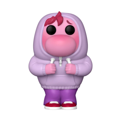 Figura colecionável estilo Funko Pop com hoodie lilás e cabelo vermelho