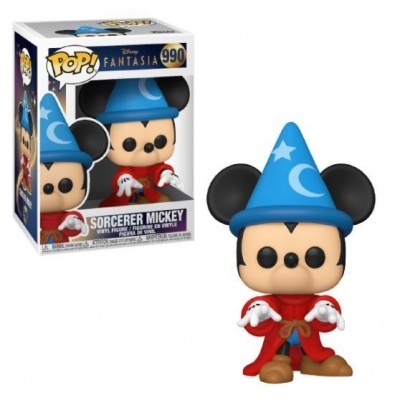 Figura Funko Pop! de Mickey Feiticeiro com capa vermelha e chapéu azul