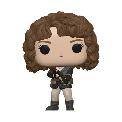 Figura Funko Pop com cabelo castanho e roupa camuflada segurando arma