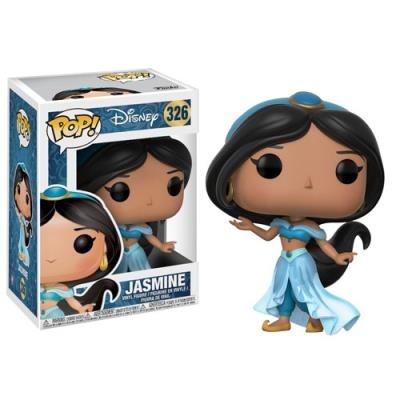 Funko Pop Jasmine Disney número 326 com vestido azul e cabelo preto