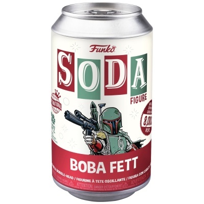 Lata Funko Soda Figure Boba Fett com ilustração e texto