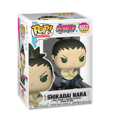 Figura Funko Pop! Shikadai Nara da série Boruto na caixa