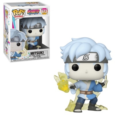 Figura Funko Pop! do personagem Mitsuki do anime Boruto com efeitos amarelos