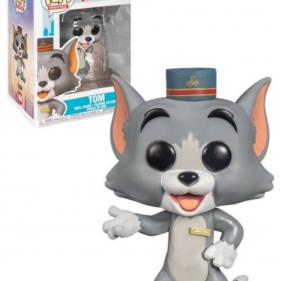 Funko Pop Tom & Jerry cinza com chapéu azul junto à caixa