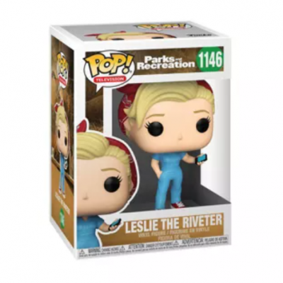 Boneco Funko Pop Leslie The Riveter da série Parks and Recreation em embalagem
