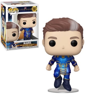 Funko Pop Ikaris Eternals azul e dourado com caixa.