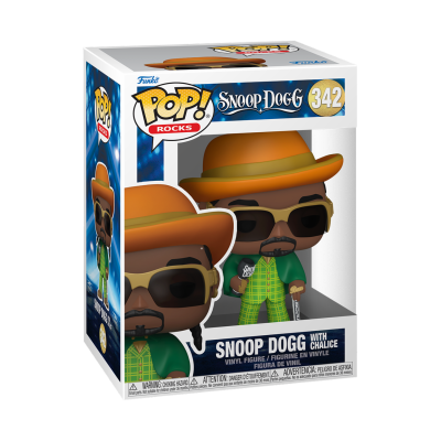 Figura Funko Pop Rocks de Snoop Dogg vestindo fato verde e chapéu castanho