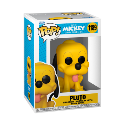 Funko Pop vinil do personagem Pluto dentro da caixa original azul e branca