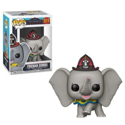 Figura Funko Pop! Fireman Dumbo cinzento com chapéu de bombeiro em embalagem