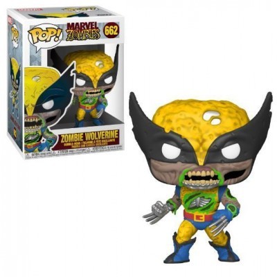 Figura Funko Pop! de Zombie Wolverine da Marvel com cabeça amarela e máscara preta