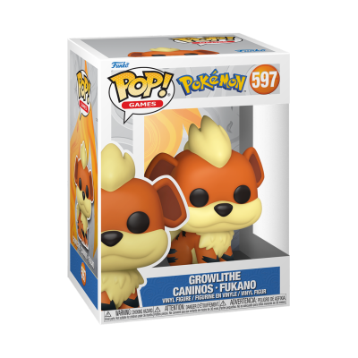 Figura de vinil Growlithe Pokémon Pop! Games na caixa