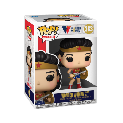 Figura de vinil Wonder Woman na caixa Pop! Heroes número 383