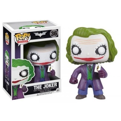 Figura vinil The Joker Pop! Heroes com embalagem ao lado