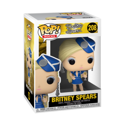 Figura Funko Pop da Britney Spears com uniforme azul de aeromoça na caixa