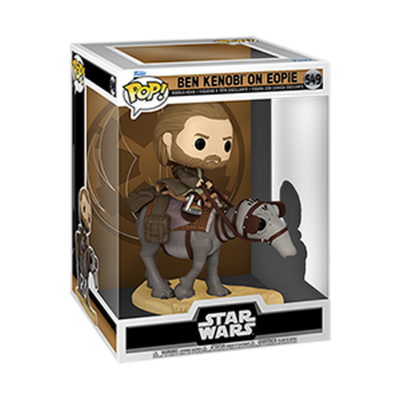 Figura Funko Pop! de Ben Kenobi montado em Eopie na caixa