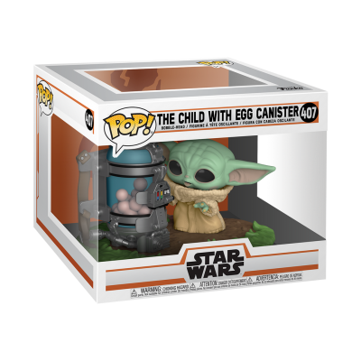 Figura Funko Pop! Star Wars The Child with Egg Canister nº 407 com personagem verde e recipiente de ovos