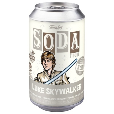Lata colecionável Funko Soda Luke Skywalker com imagem do personagem e sabre de luz