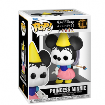 Figura Pop! Minnie princesa em vinil com vestido rosa e chapéu amarelo na caixa