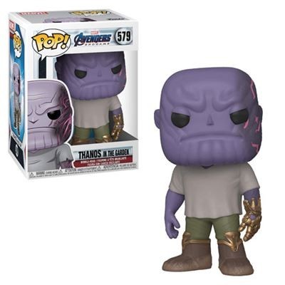 Figura Funko Pop Thanos com camisa cinzenta e Manopla do Infinito dourada