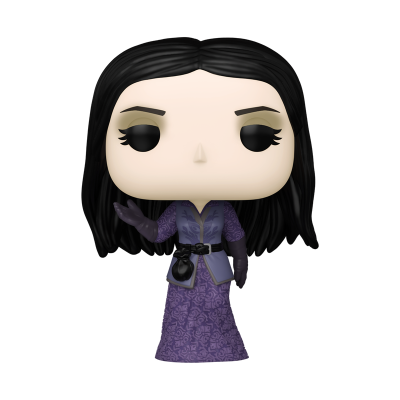 Figura Funko Pop com vestido roxo e cabelo preto