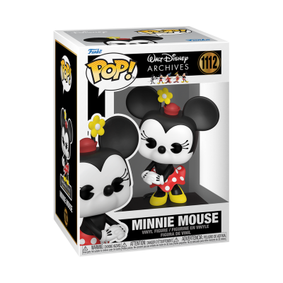 Figura Funko Pop! Minnie Mouse com vestido vermelho e sapatos amarelos em embalagem