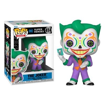 Figura Funko Pop! The Joker DC Super Heroes Nº414 com máscara colorida e fato roxo