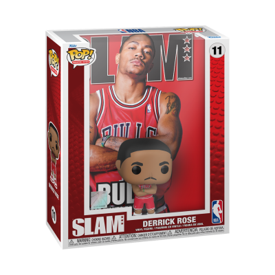 Figura Funko Pop! Derrick Rose com uniforme vermelho Bulls em caixa vermelha e branca