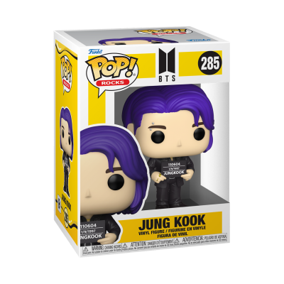 Figura Funko Pop! de vinil Jung Kook BTS com cabelo roxo na embalagem