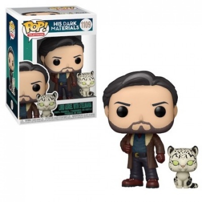 Figura Funko Pop! HIS DARK MATERIALS com personagem de casaco castanho e leopardo branco ao lado