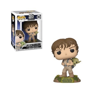 Funko Pop Luke Skywalker com Yoda em caixa