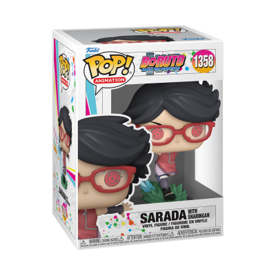 Figura Funko Pop! Sarada com Sharingan da coleção Boruto na caixa