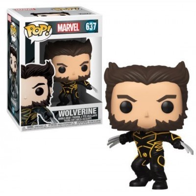 Figura Funko POP! Wolverine da Marvel com traje preto e amarelo em caixa