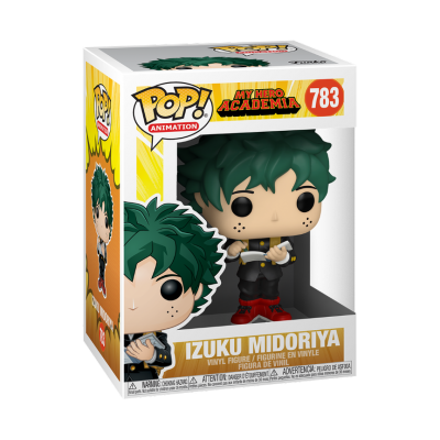 Figura Funko Pop! da personagem Izuku Midoriya da série My Hero Academia na caixa