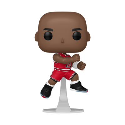 Boneco Funko Pop de basquetebolista com camisola vermelha e calções com número 23