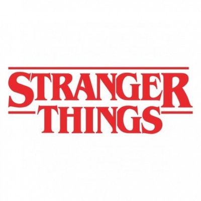 Logo Stranger Things em vermelho sobre fundo branco