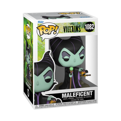 Embalagem Funko Pop! Villains Maleficent número 1082 com figura de vinil visível