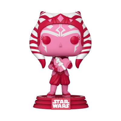Figura Funko Pop Ahsoka Tano Star Wars rosa e vermelho