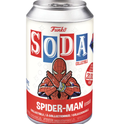 Lata Funko Soda colecionável Spider-Man com imagem e texto