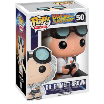 Figura de vinil DR. EMMETT BROWN Pop! Movies dentro de caixa com janela