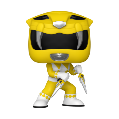 Boneco colecionável Power Ranger Tigre amarelo e branco com capacete e adagas