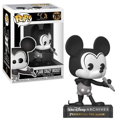 Figura Funko Pop Plane Crazy Mickey em caixa transparente e preta