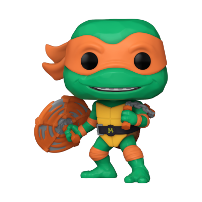 Figura Funko Pop da Tartaruga Ninja com máscara laranja e acessórios