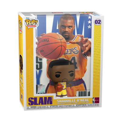 Figura Funko Pop de Shaquille O'Neal com uniforme dos Lakers em caixa