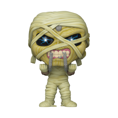 Figura Funko Pop de múmia com olhos azuis e ganchos na boca