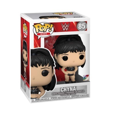 Figura de vinil POP WWE da wrestler Chyna em caixa vermelha.